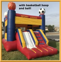 Red/Blue Front Bounce House w/ Slide Sports Arena