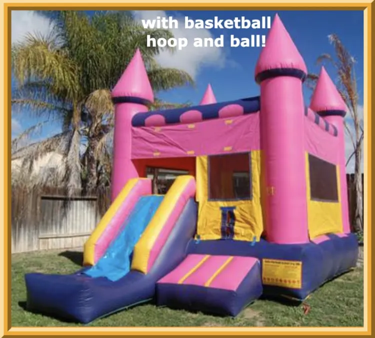 pink castle princess combo bounce house rentals